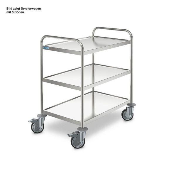 Medizinischer Servierwagen Edelstahl, mit 2 Böden 800 x 500 mm