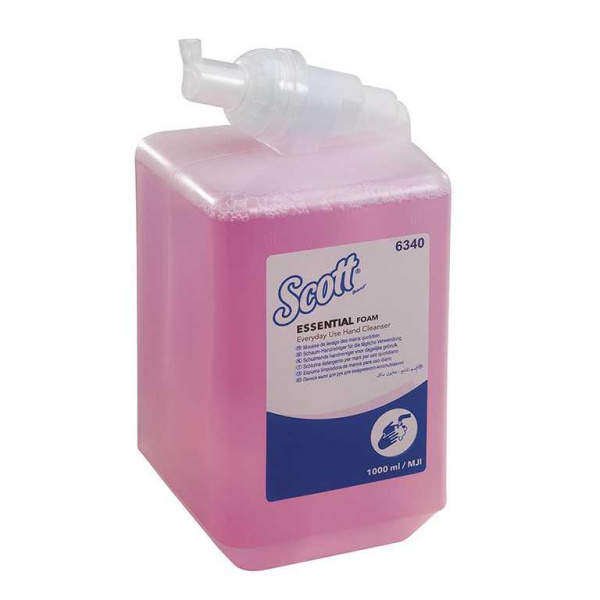 SCOTT ESSENTIAL luxuriöse Schaumseife,normal, rosa, parfümiert 6 x 1 Liter Pal. = 96