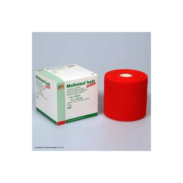 Mollelast haft color latexfrei Fixierbinde rot, 20 m x 10 cm