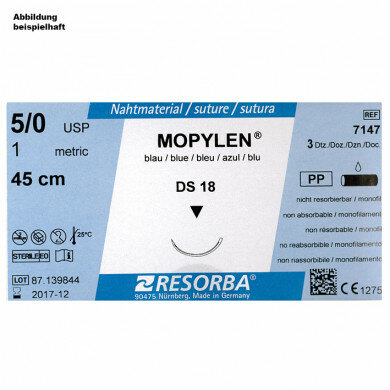 Mopylen DS 18 40=15 blau monofil Nahtmaterial Fadenlänge 75 cm 36 Stück