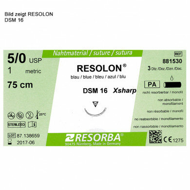 RESOLON DSM 18 50=1 blau monofil Nahtmaterial Fadenlänge 45 cm 36 Stück