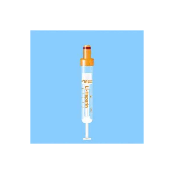 S-Monovetten 4 ml, 75 x 13 mm,Lithium-Heparin, steril 50 Stück transparentes Etikett, orange EU-CodeUK = 10 Pack