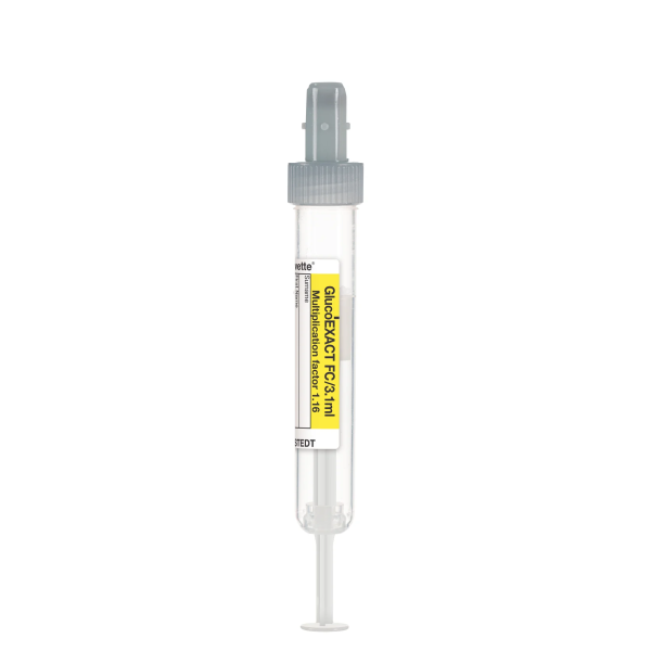 S-Monovette® GlucoEXACT FC, 3,1 ml, Verschluss grau, (LxØ): 75 x 13 mm, mit Papieretikett