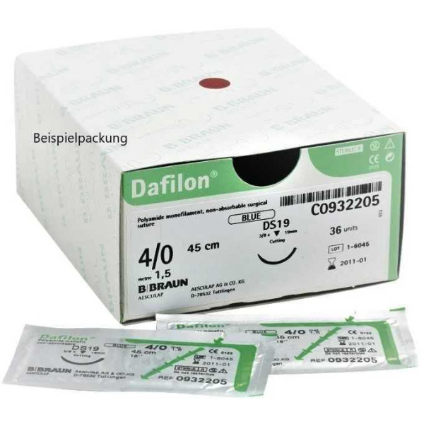 Nahtmaterial Dafilon Farbe schwarz USP 10-0 Metric 02 Nadel 2xPLM5 Länge 20 cm Packung 12 Stück