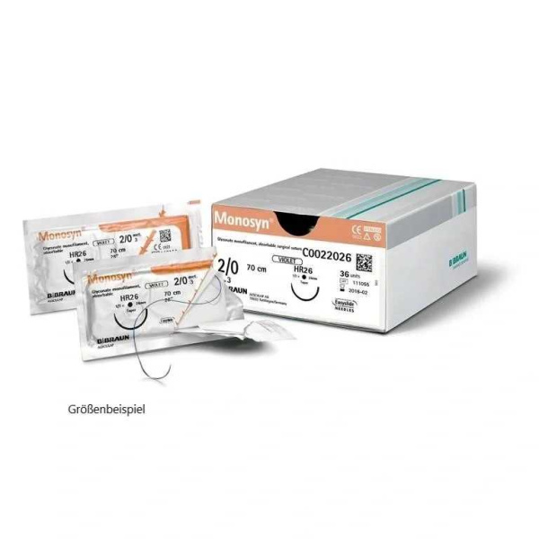 Nahtmaterial Monosyn Farbe ungefärbt USP 3-0 Metric 2 Nadel DS16 Länge 70 cm Packung 12 Stück