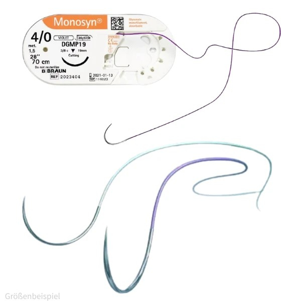 Nahtmaterial Monosyn Farbe ungefärbt USP 2-0 Metric 3 Nadel HS23 Länge 70 cm Packung 36 Stück