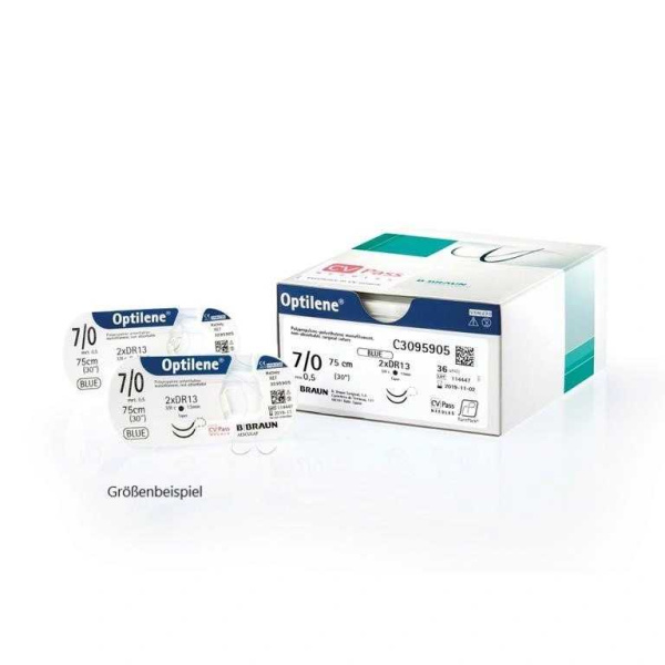 Nahtmaterial Optilene Farbe blau USP 4-0 Metric 15 Nadel DS24 Länge 45 cm Packung 12 Stück