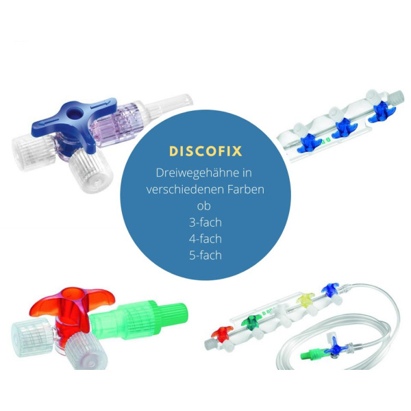 Discofix C Dreiwegehahn blau steril,mit Verbindungsleitung 10 cm