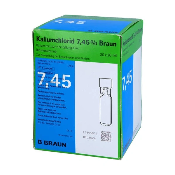Kaliumchlorid 745% Braun 1-molar Mini-Plasco 20x20ml