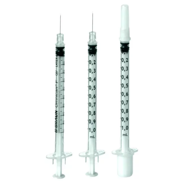 Omnican 50 Insulinspritzen, 0,5 ml, U-100 VE = 100 Stück mit integrierter Kanüle 0,30 x 8 mm