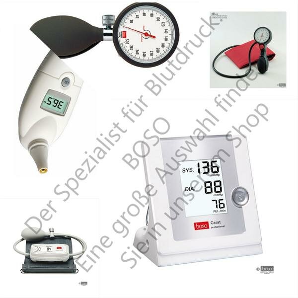 boso clinicus II Blutdruckmessgerät, rot mit Klettenmanschette Ø 60 mm, Doppelschlauch
