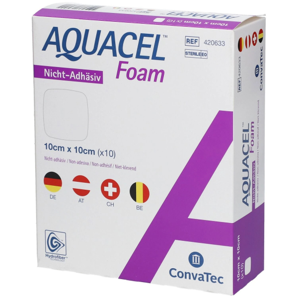 Aquacel Ag Foam nicht adhäsiv 10x10cm 10 Stück