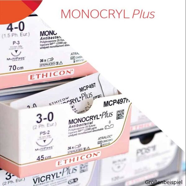 MONOCRYL Plus RB1 4/0=1,5 violett, Nahtmaterial Fadenlänge 70 cm VE = 12 Stück monofil