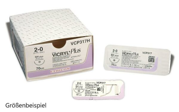 VICRYL Plus P3 Multipass 4/0=1,5, Nahtmaterial Fadenlänge 45 cm VE = 36 Stück ungefärbt, geflochten