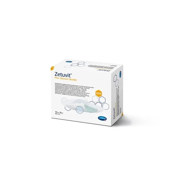 Zetuvit Plus Silicone Border, Saugkompressen 15 x 25 cm VE  10 Stück steril