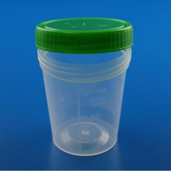 Urinprobenbecher PP 200ml600 unsteril mit hellBeutel Schraubdeckel