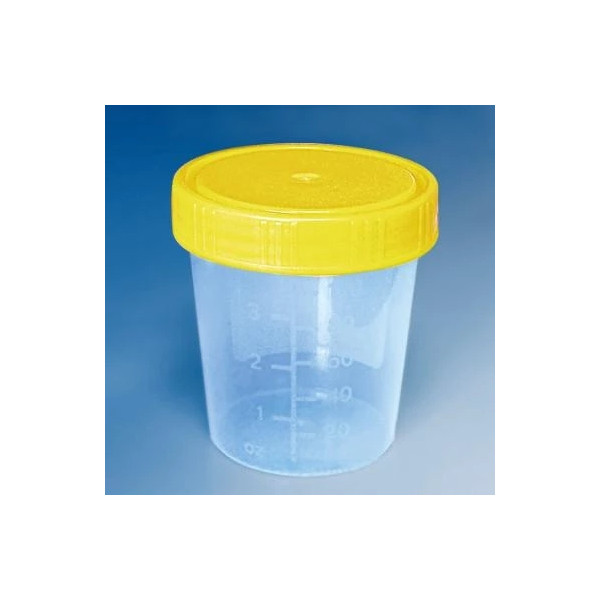 Urinbecher 120ml steril mitSchraubverschl.gelb250
