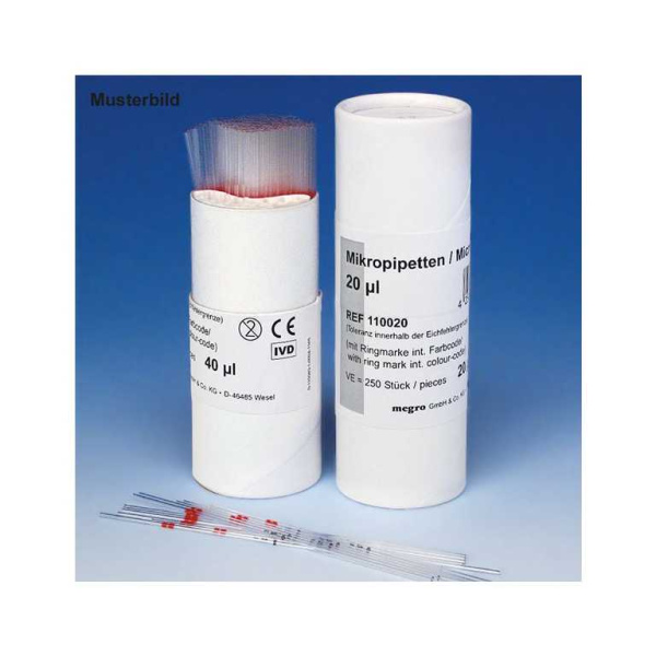 ringcaps Einmal-Kapillarpipetten, 5 + 10 µl VE = 250 Stück Pack = 4 Dosen