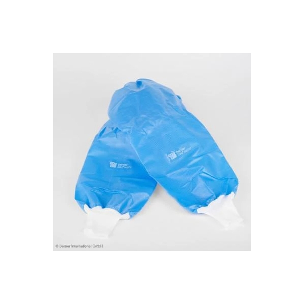 Schutzmantel unsteril blau 45 mit Strickb&uuml;ndchen 127cm -XL-
