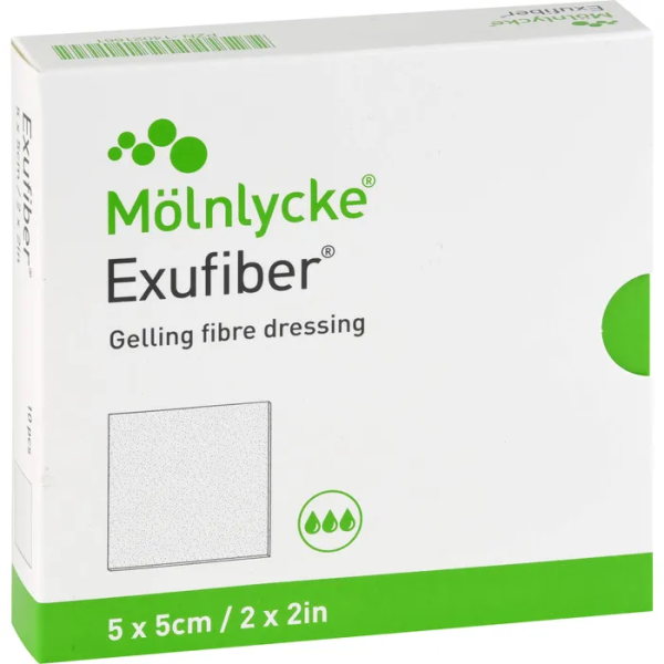 Exufiber steril 5x5cm 10 gelbildender Faserverband