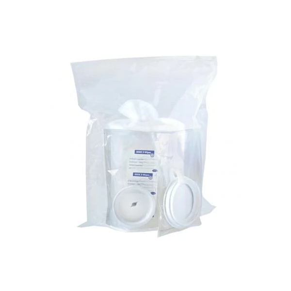 Deckel transparent mit Entnahme&ouml;ffnung DESCO Wipes und ECO Wipes rund 5 Liter, blau