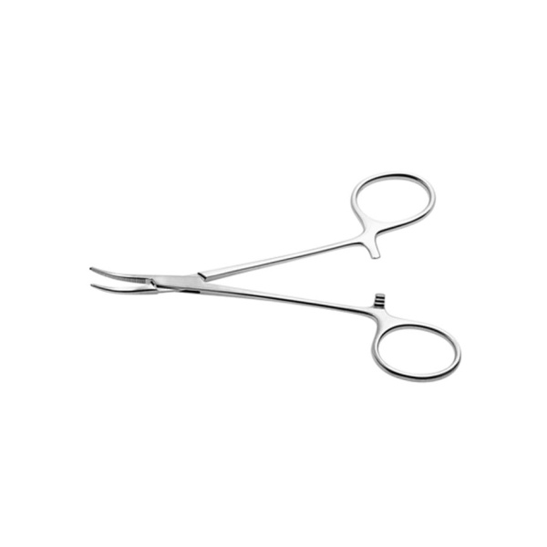 Halsted micro Mosquito Arterienklemme,gebogen, gerieft 12,5 cm