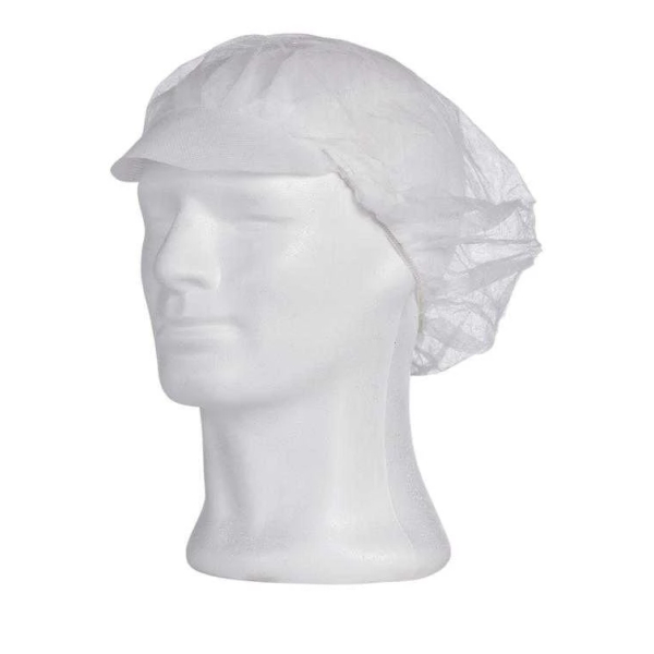 PP-Baretthaube mit Schirm WEI&szlig; 50 cm