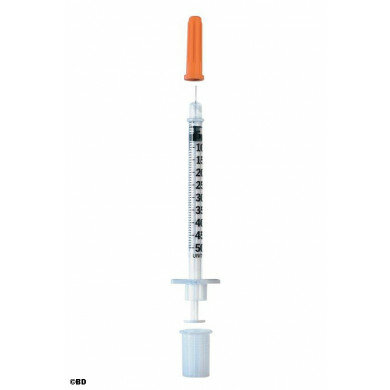 BD Micro-Fine+ Insulinspritzen 0,5 ml, U-100, m. Kanüle 0,30 x 8 mm VE = 100 Stück