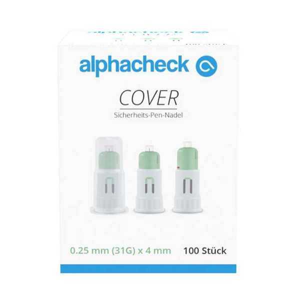 alphacheck COVER Sicherheits-Pen-Nadeln 31 G x 4 mm 100 Stück