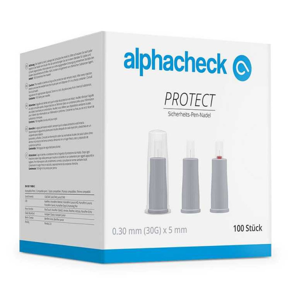 alphacheck PROTECT Sicherheits-PenNadeln 30 G x 5 mm 100 Stück