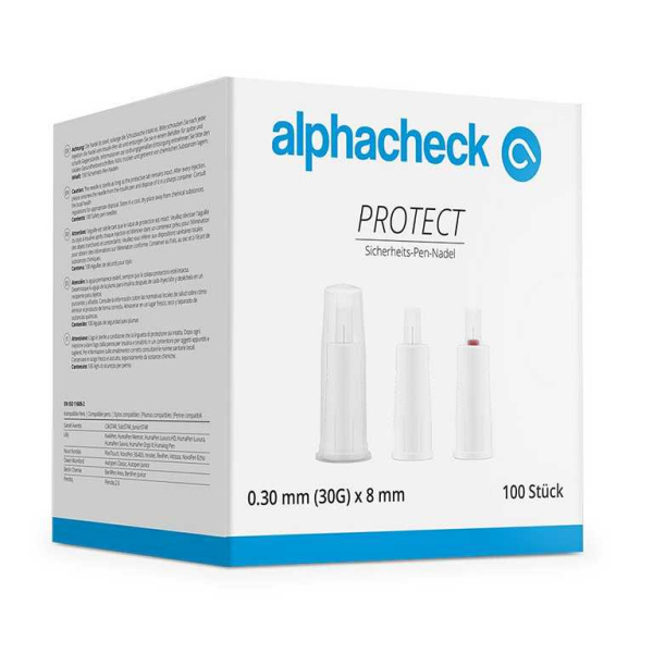 alphacheck PROTECT Sicherheits-PenNadeln 30 G x 8 mm 100 Stück
