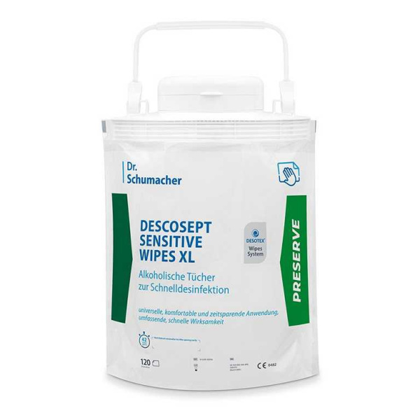 Descosept Sensitive Wipes XL Desinfektionstücher 120 Tücher im Standbodenbeutel* nur für den professionellen Gebrauch *UK = 4 Eimer