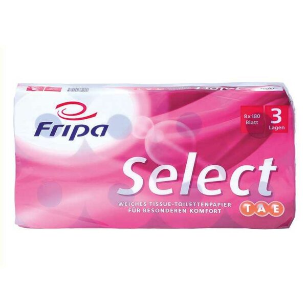 Fripa - Toilettenpapier select TAE, 3-lagig VE = 6 Pack à 8 x 180 Bl. Stück