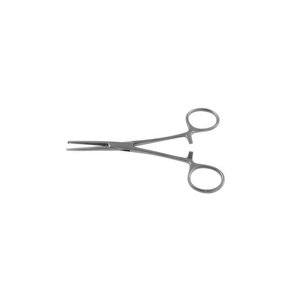 Kocher Arterienklemme grazil,1 x 2 Zähne, gerade, gerieft, 14 cm