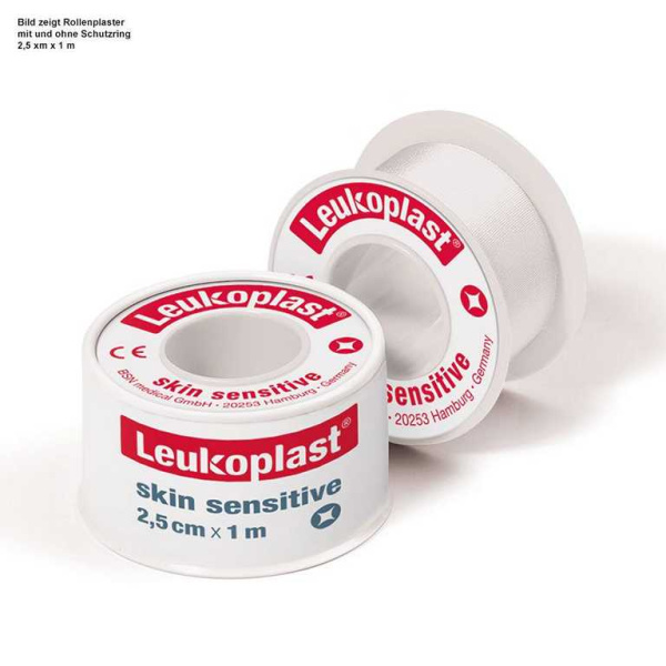 Leukoplast Skin Sensitive Rollenpflaster im Schutzring, 2,6 m x 2,5 cm, weiß