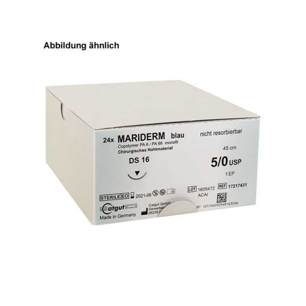 MARILON DS 19 4/0=1,5, blau, monofil,Nahtmaterial Fadenlänge 70 cm 24 Stück