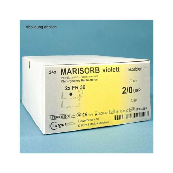 MARISORB DS 19 4/0=1,5, 24 Stück Nahtmaterial Fadenlänge 70 cm, violett