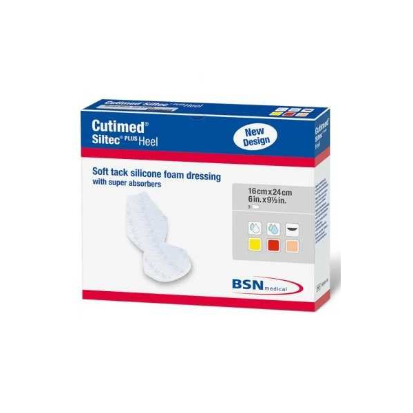Cutimed Siltec Plus Heel Schaumverband 16 x 24 cm 5 Stück
