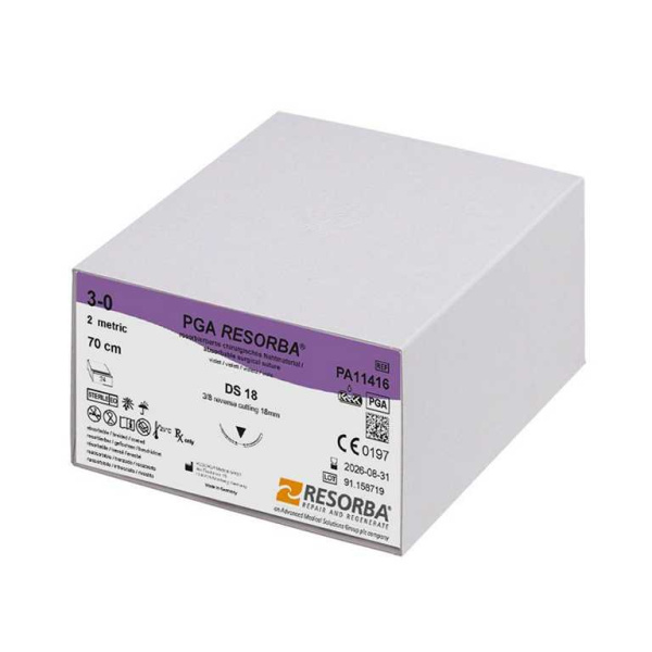PGA-RESORBA DS 18 3/0=2 violett,Nahtmaterial Fadenlänge 70 cm 24 Stück