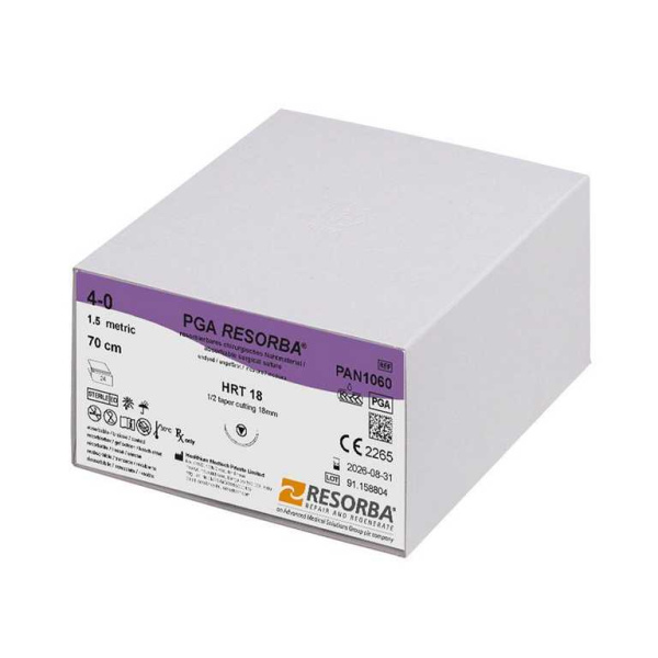 PGA-RESORBA HRT 18 4/0=1,5 violett, Nahtmaterial Fadenlänge 70 cm VE = 24 Stück